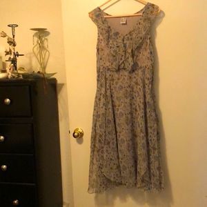 Art Deco Blue Boho Super Cute Long Sleeveless Flowy/Blousy Sun Dress.